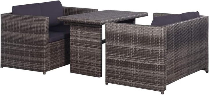 tidyard Garten-Sofagarnitur 11-TLG. Poly Rattan Sofagruppe Grau, inkl 1 Tisch + 2 Sofabank +4 Sitzpo