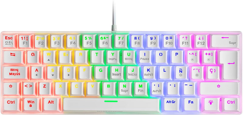 MARSGAMING MK60WBRES Gaming MK60 Mechanische Tastatur FRGB, Antighosting, Switch Mechanischer Braun,