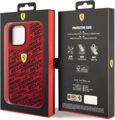 Ferrari Handyhülle für iPhone 14 Pro Max in Rot Gedruckt Scuderia Flüssigsilikon Glatt & Anti-Scratc