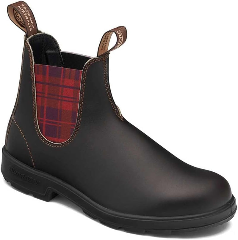 Blundstone Damen Original 500 Series Chelsea Boot 37 EU Brown Burgundy Tartan, 37 EU Brown Burgundy