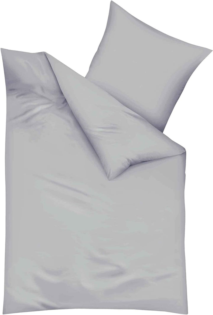 Kaeppel Fein-Biber Bettwäsche Set 2-tlg. | Uni | Fb. silber Grösse 155x220 / 80x80 cm 155x220 cm + 8
