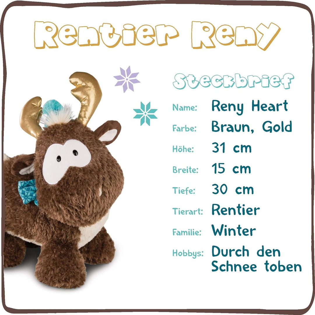 NICI Plüschtier Reny Heart 32 cm – Rentier Kuscheltier für Jungen, Mädchen & Babys – Flauschiges Sto