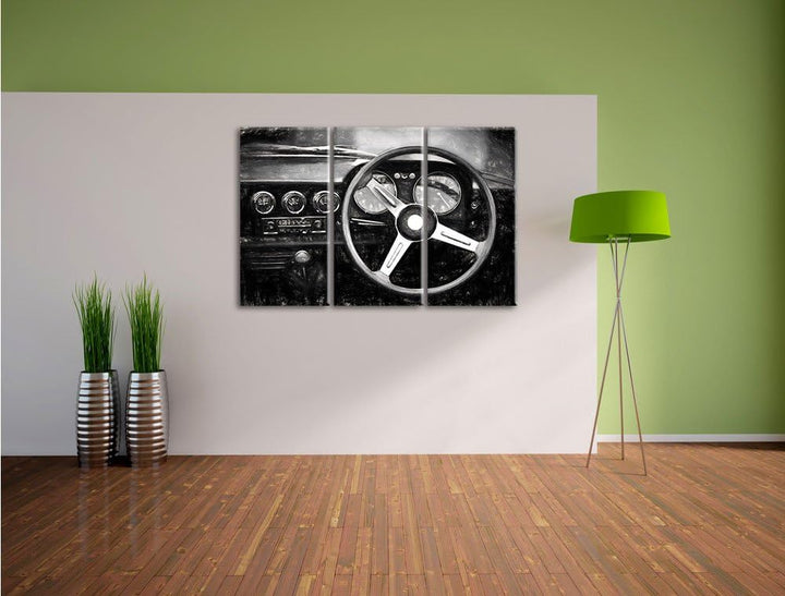 Pixxprint Olditmer von innen 3Teiler 120x80 cm Leinwandbild Wandbild Kunstdruck