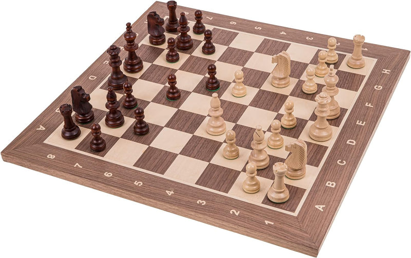 Square - Pro Schach Set Nr. 6 - NUSS - Schachbrett + Schachfiguren Staunton 6 + Kasten - Schachspiel