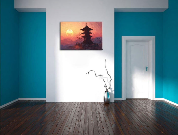 Pixxprint Buddhistischer Tempel in Asien als Leinwandbild/Grösse: 100x70 cm/Wandbild/Kunstdruck/fert