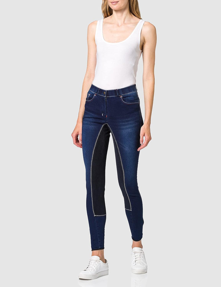 HKM Herren Reithose Summer Denim mit 3/4 Alos Besatz 36 Jeansblau/Dunkelblau, 36 Jeansblau/Dunkelbla