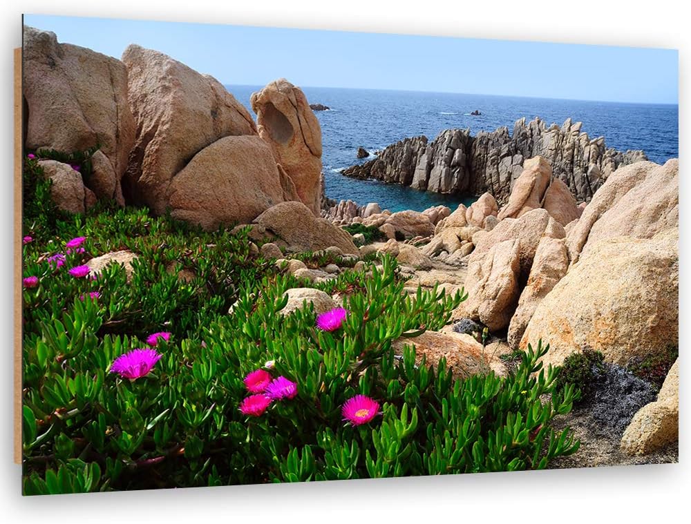 Wanddeko Landschaft Kunst modern Bilder Blumen Beige 100x70 cm