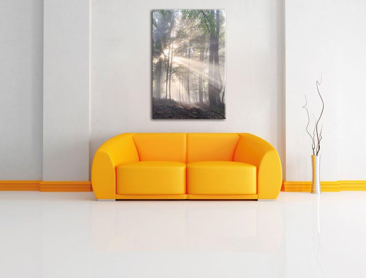 diesiger Waldweg, Format: 100x70 auf Leinwand, XXL riesige Bilder fertig gerahmt mit Keilrahmen, Kun