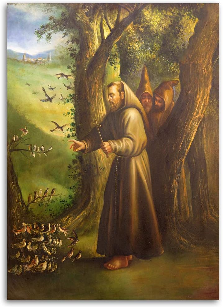 Wanddeko Franziskus von Assisi Kunst modern Bilder Braun 60x90 cm Deko Paneel 60x90 cm Braun_A, Deko