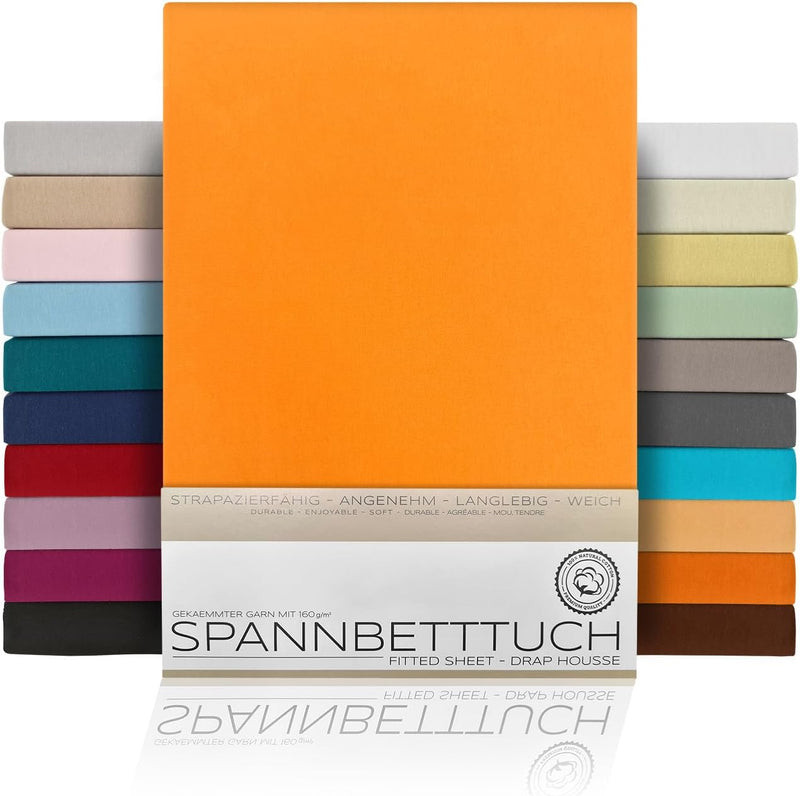 BEAUTEX Spannbetttuch Bettlaken aus Baumwolle, Premium Jersey Stoff 160g/m², Grösse und Farbe wählba