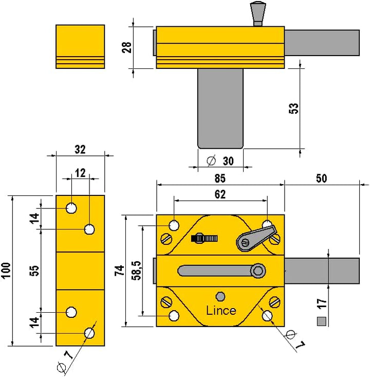 Lince 7930R Riegelschloss, schlagschlüsselsicher, matt verchromt