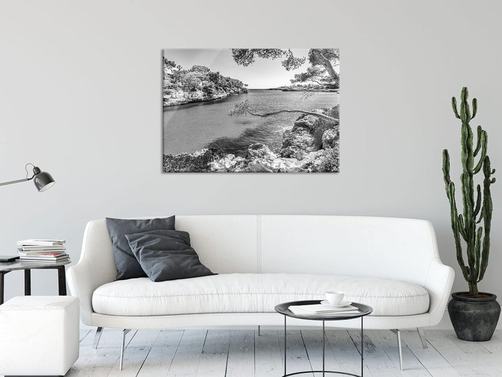Pixxprint Glasbild | Wandbild aus Echtglas | Mallorca Bay Cove | 60x40 cm | inkl. Aufhängung und Abs