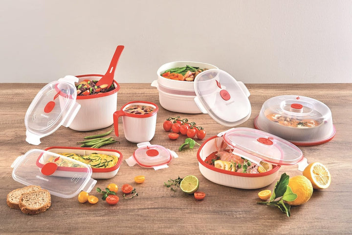 Snips | Set 5-teilig Mikrowellenbehälter | Dampfgarer 4 L, Dampfgarer 2 L, Reiskocher, Eier- und Ome