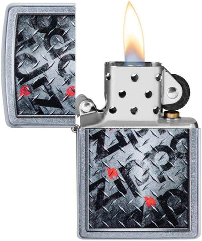 Zippo Sturmfeuerzeug mit Diamant-Pladte-Design, Chrom, regulär, Unisex Regular Chrome Chrome, Chrome