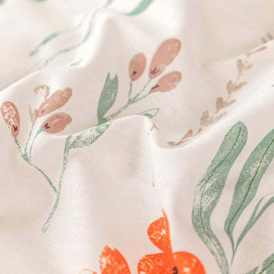 Bettwäsche 155x220 Baumwolle Weiss Grün Bunt Blumen Bettwäsche-sets 3teilig Floral Wendebettwäsche B