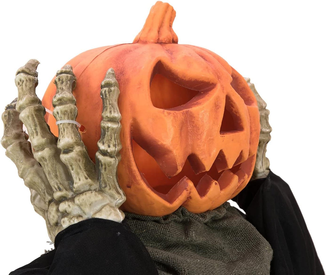 EUROPALMS Halloween Figur POP-UP Kürbis, animiert 70cm | Animierter Kürbismonster-Oberkörper mit Lic
