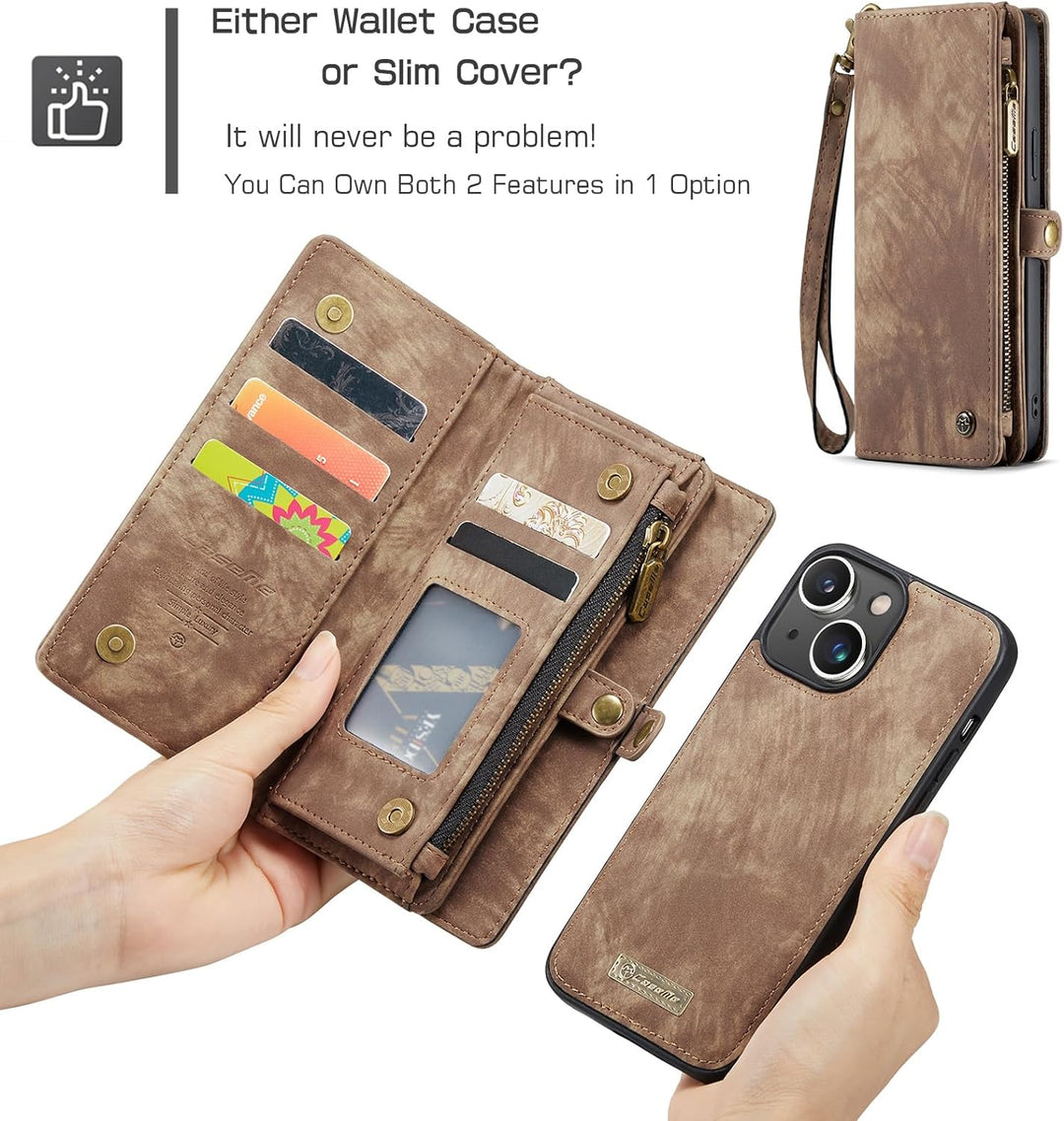 UFinetech für iPhone 15 Hülle, Flip Leder TPU Stossfest Kartenfach Tasche Handyhülle für iPhone 15,