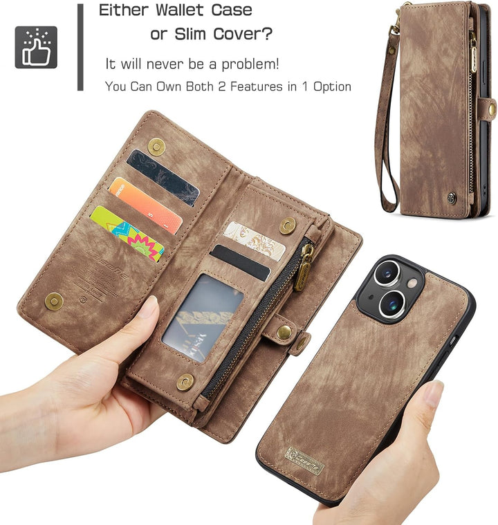 UFinetech für iPhone 15 Hülle, Flip Leder TPU Stossfest Kartenfach Tasche Handyhülle für iPhone 15,