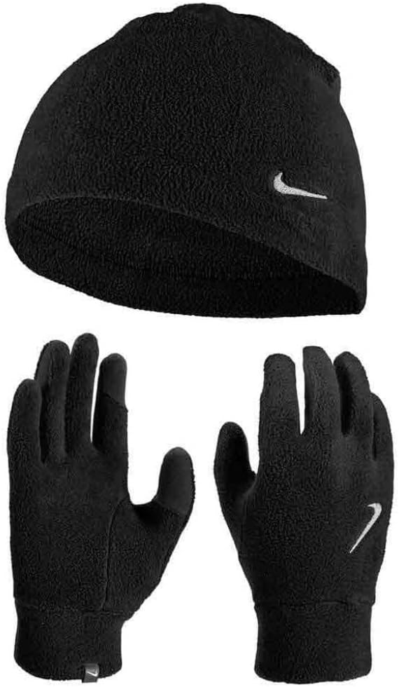 Nike Unisex – Erwachsene N.100.2579.082.2S Kappe&Handschuhe, Black/Black/Silver, OneSize