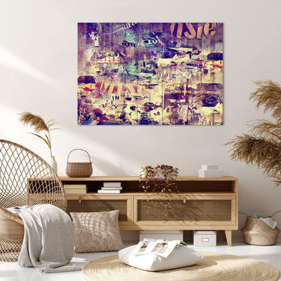 Bilder auf Leinwand 100x70cm Leinwandbild mit Rahmen Graffiti modern Gross Wanddeko Bild Schlafzimme