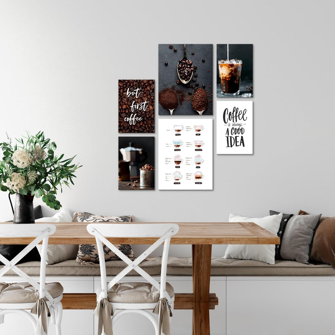Novart Bilder Set - AUFHÄNGFERTIG - KEIN EXTRA RAHMEN BENÖTIGT - Kaffee Coffee Modern Küche - Esszim