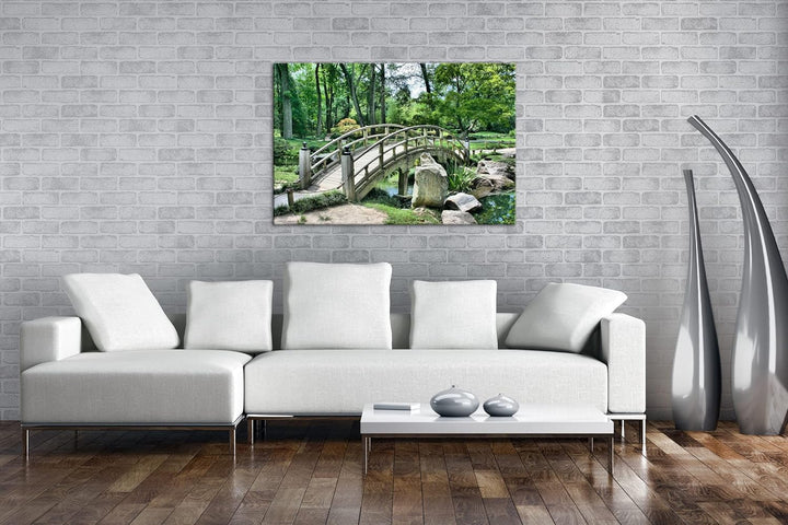 deyoli Japanischer Garten Format:75x50 cm als Leinwandbild, Motiv fertig gerahmt auf Echtholzrahmen,