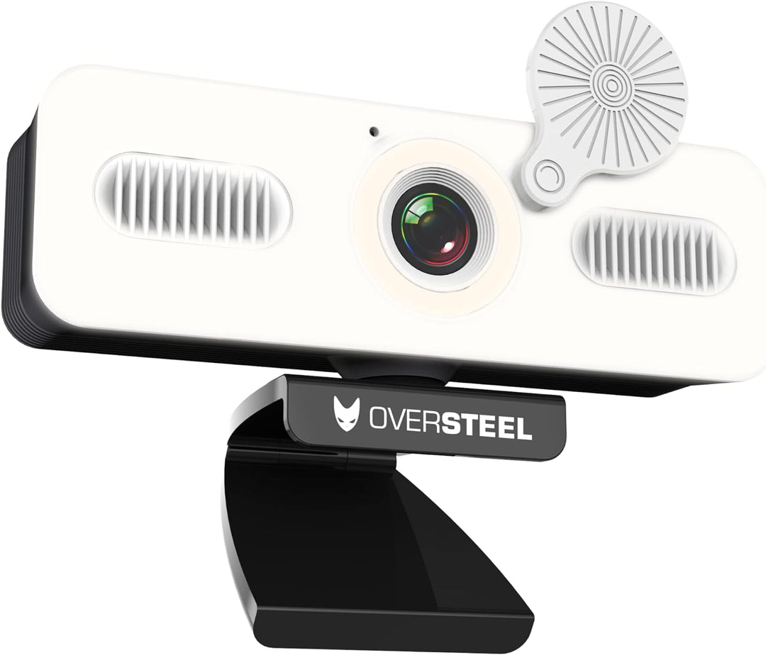 Oversteel - Bulat Webcam 1080P Full HD mit Mikrofon und Lichtring, 60fps, USB 2.0, Videoanrufe, Aufz