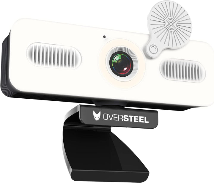 Oversteel - Bulat Webcam 1080P Full HD mit Mikrofon und Lichtring, 60fps, USB 2.0, Videoanrufe, Aufz