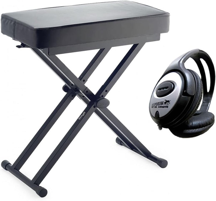 Stagg KEB-A60 Klavierbank Keyboard Hocker Sitzbank + keepdrum Kopfhörer