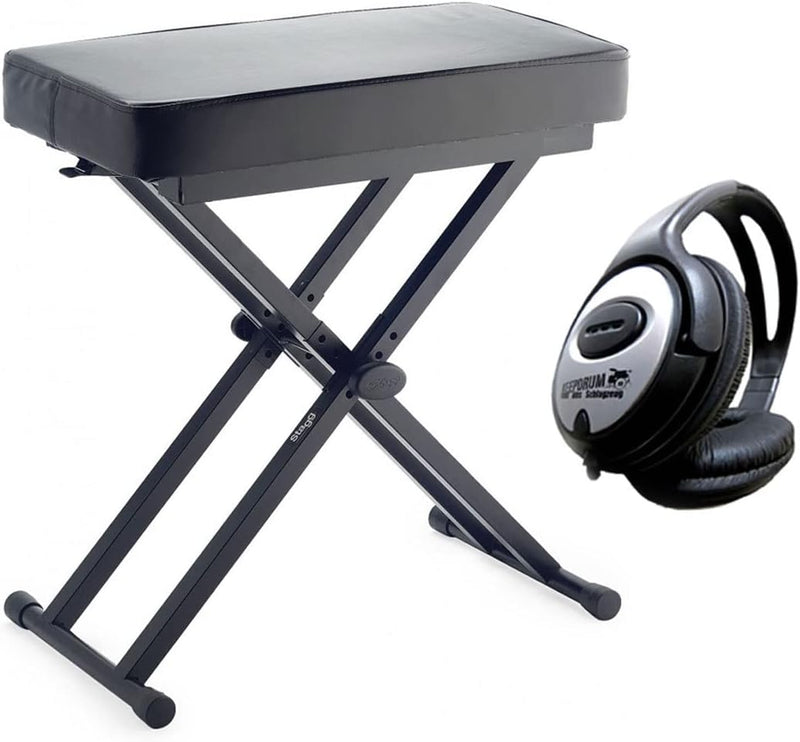 Stagg KEB-A60 Klavierbank Keyboard Hocker Sitzbank + keepdrum Kopfhörer