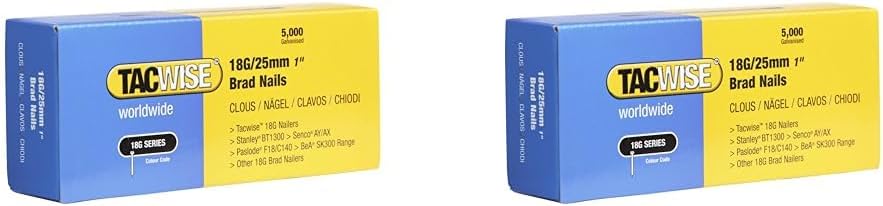 Tacwise 0396 Stauchkopfnägel Brad Typ 18G / 25 mm, verzinkt, 5.000 Stück (Packung mit 2)