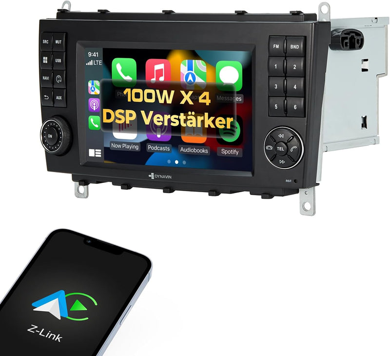 DYNAVIN Android Autoradio Navi für Mercedes CLK W209 2005-2009; mit 4 * 100W DSP Verstärker | Wirele