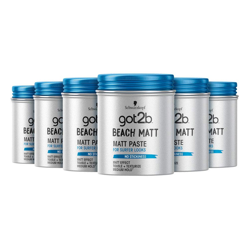 Schwarzkopf got2b Beach Matt Texturisierende Mattpaste, mittlerer Halt, silikonfrei, 100 ml - 6 Stüc