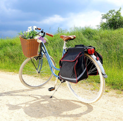 Xcase Fahrradtaschen: Doppel-Gepäckträgertasche, wasserabweisend, mit Reflektions-Streifen (Fahrradt