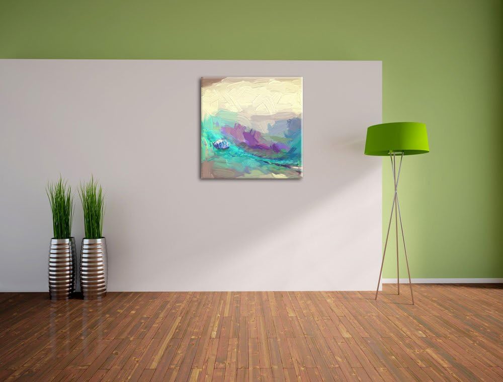 Pixxprint Pfauenfeder Detailaufnahme als Leinwandbild Quadratisch/Grösse: 70x70 / Wandbild/Kunstdruc