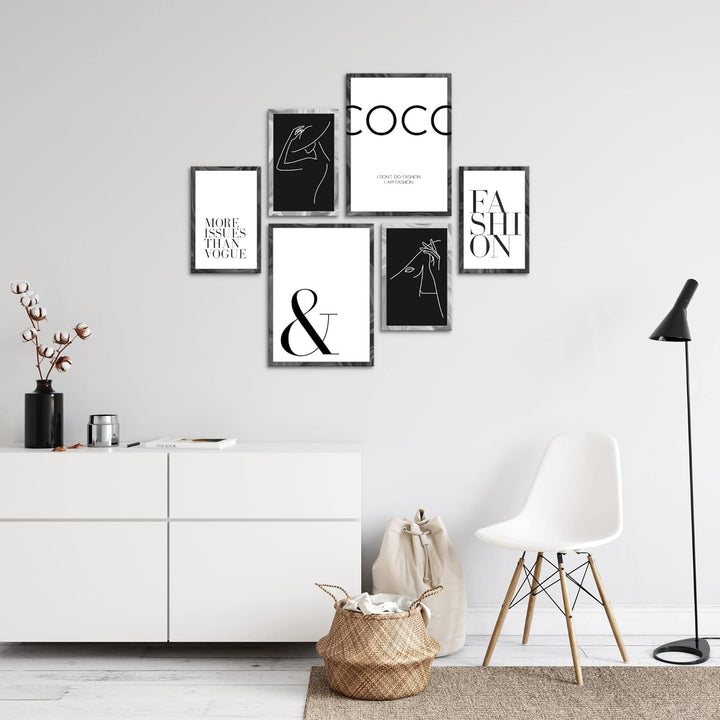 Novart Bilder Set - AUFHÄNGFERTIG - KEIN EXTRA RAHMEN BENÖTIGT - Fashion Modern Zitate - Wohnzimmer