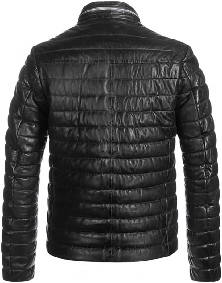 MILESTONE Herren Lederjacke Steppjacke Tereno Schwarz Stehkragen Echtes Leder Gr. 46-62 (56, Schwarz