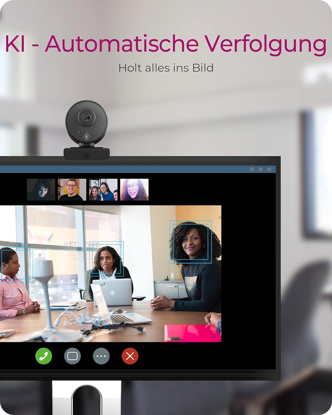 ICY BOX Full-HD USB Webcam mit Mikrofon, Klemmfuss, HD-Autofokus, WDR IB-CAM501-HD