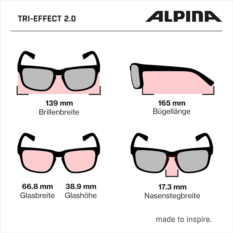 ALPINA TRI-EFFECT 2.0 - Indiv. Anpassbare, Bruchsichere Wechselscheiben Sport- & Fahrradbrille Mit 1