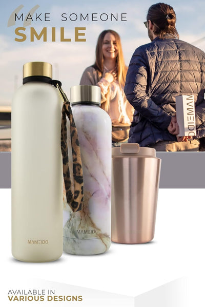 MAMEIDO Trinkflasche Edelstahl 1l, 750ml & 500ml - auslaufsichere Thermosflasche, Kohlensäure geeign