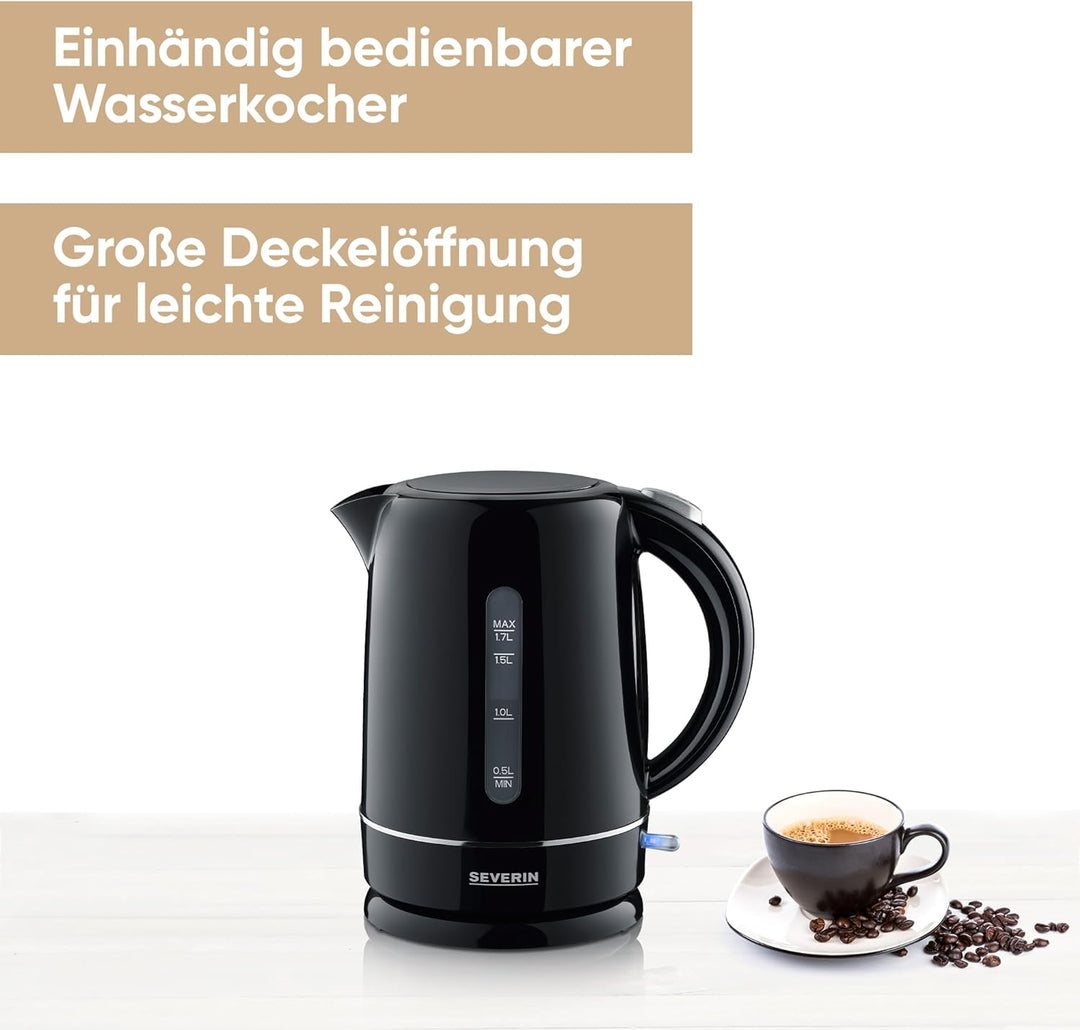 SEVERIN Wasserkocher 1,7 l, leistungsstarker und kompakter Wasserkocher in hochwertigem Design, elek