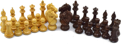 ROOGU Ritterkraft 4'' KH Schachfiguren Set Akazien-Holz 4X Dame Handschnitz Indien