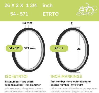 2 Abdeckungen 26 x 2 x 1 3/4 (54-571) + Luftkammern Reifen für LKW Motorrad