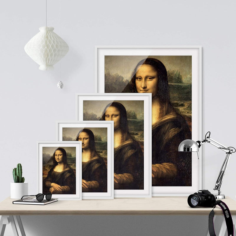 Bild mit Rahmen - Leonardo da Vinci - Mona Lisa - Rahmenfarbe Weiss, 40 x 30 cm 40cm x 30cm Weiss, 4