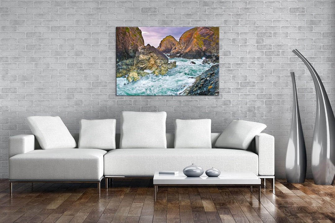 deyoli Felsige Küste von Cornwall Format: 80x60 als Leinwandbild, Motiv fertig gerahmt auf Echtholzr