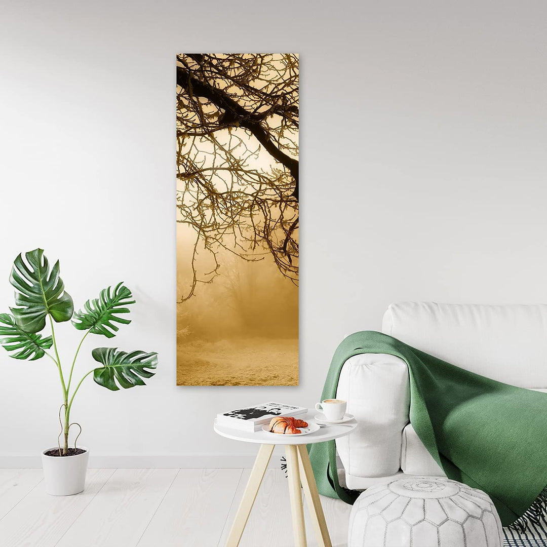 Febby Vlies Leinwandbild XXL Bäume Im Nebel 50x150 cm Wandbild Kunst Bilder Schlafzimmer Deko Wohnzi