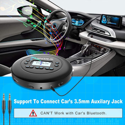 MONODEAL Tragbarer CD Player Bluetooth, Wiederaufladbar Discman für Auto und Kinder, Anti-Skip, klei