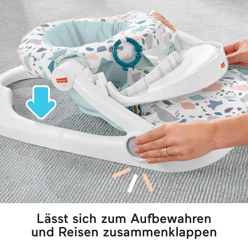 Fisher-Price HPF45 - transportabler Baby-Stuhl mit Ablage und 2 Babyspielzeugen, Bodensitz, Babyzube