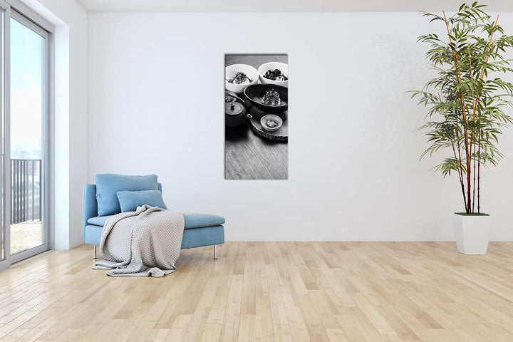lecker angerichtetes Sushi Panorama 120x60 cm Effekt: Schwarz/Weiss als Leinwandbild, Motiv fertig g