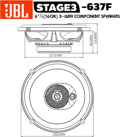 JBL Stage3 637F 3-Wege Auto Lautsprecher Set von Harman Kardon - 225 Watt Autolautsprecher - 2 stück